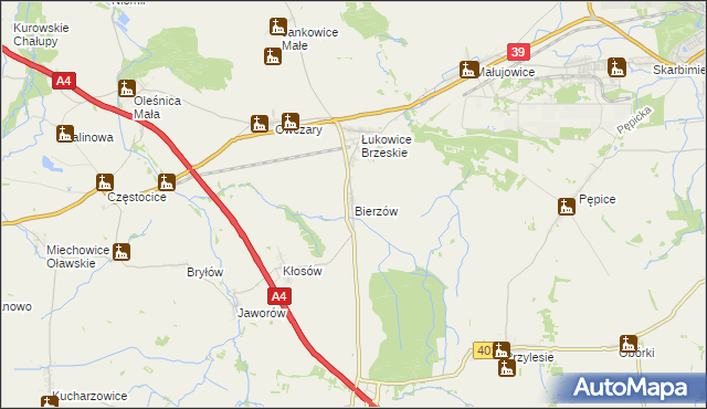 mapa Bierzów gmina Skarbimierz, Bierzów gmina Skarbimierz na mapie Targeo