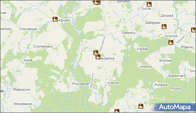 mapa Bierzwnica, Bierzwnica na mapie Targeo