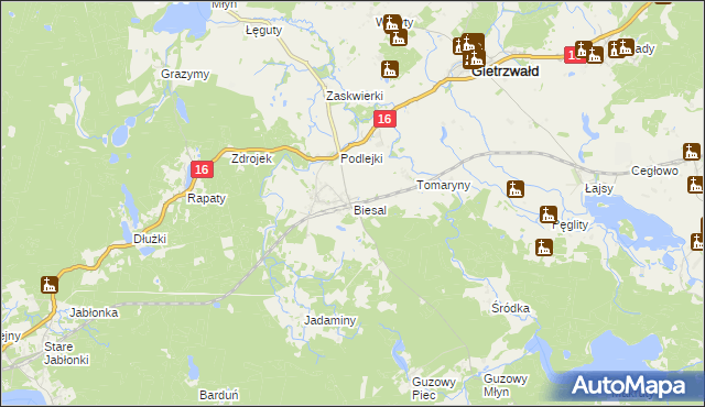 mapa Biesal, Biesal na mapie Targeo
