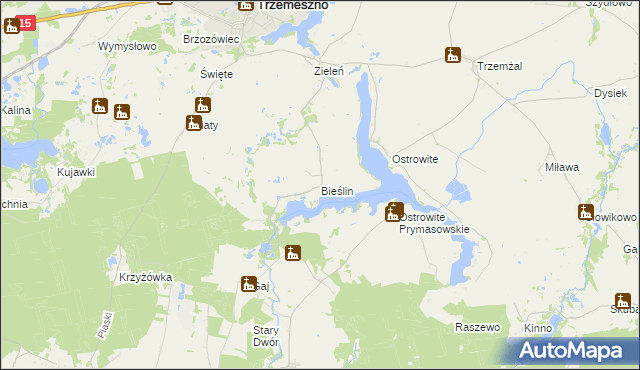 mapa Bieślin, Bieślin na mapie Targeo