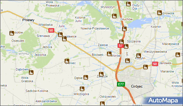 mapa Bikówek, Bikówek na mapie Targeo