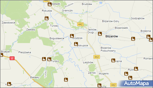 mapa Biskupice gmina Blizanów, Biskupice gmina Blizanów na mapie Targeo