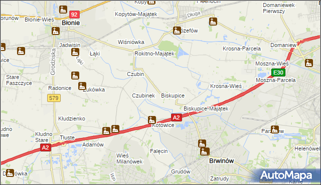 mapa Biskupice gmina Brwinów, Biskupice gmina Brwinów na mapie Targeo
