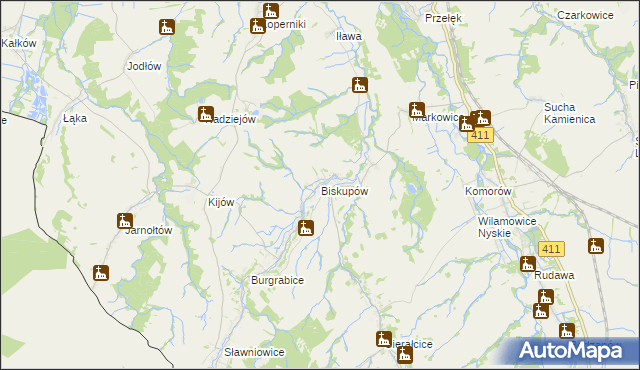 mapa Biskupów, Biskupów na mapie Targeo