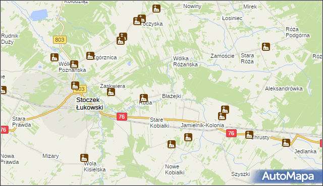 mapa Błażejki, Błażejki na mapie Targeo