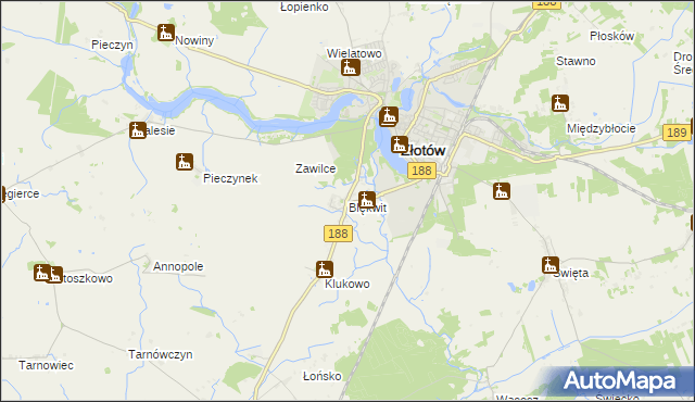 mapa Blękwit, Blękwit na mapie Targeo