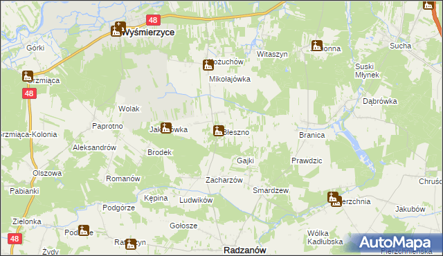 mapa Błeszno, Błeszno na mapie Targeo