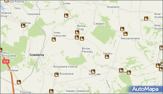 mapa Blinów Pierwszy, Blinów Pierwszy na mapie Targeo