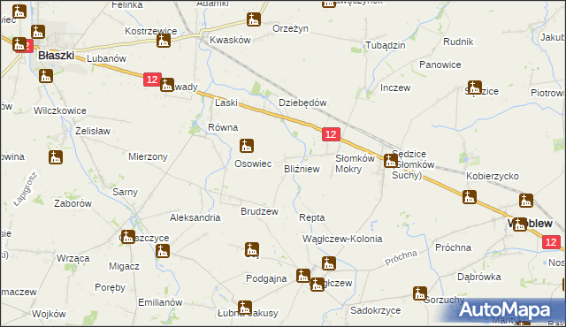 mapa Bliźniew, Bliźniew na mapie Targeo