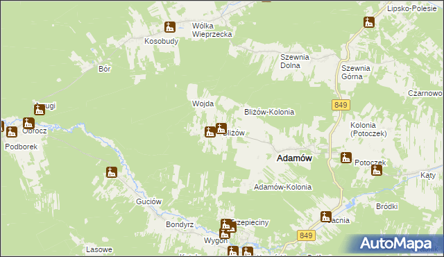 mapa Bliżów, Bliżów na mapie Targeo