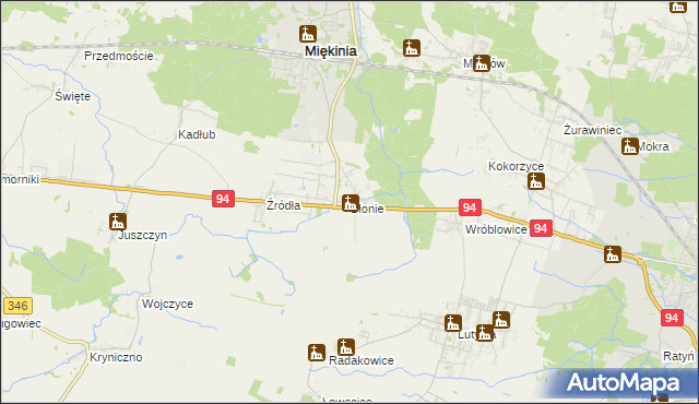 mapa Błonie gmina Miękinia, Błonie gmina Miękinia na mapie Targeo