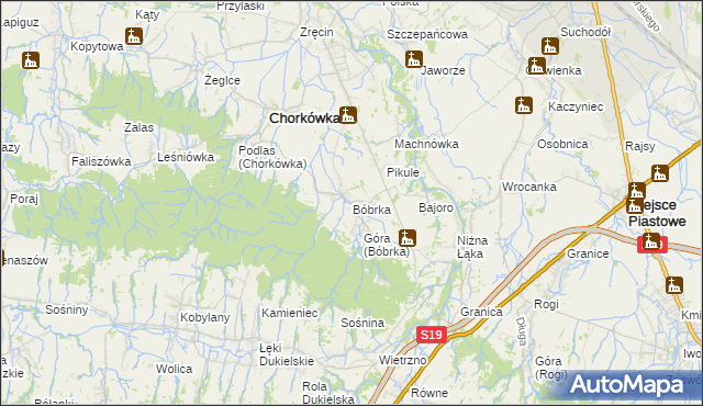 mapa Bóbrka gmina Chorkówka, Bóbrka gmina Chorkówka na mapie Targeo