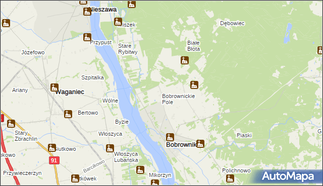 mapa Bobrownickie Pole, Bobrownickie Pole na mapie Targeo