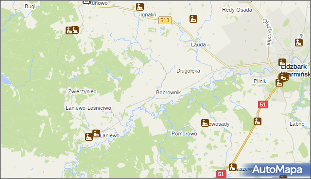 mapa Bobrownik, Bobrownik na mapie Targeo