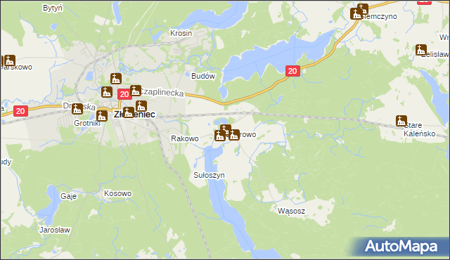 mapa Bobrowo gmina Złocieniec, Bobrowo gmina Złocieniec na mapie Targeo