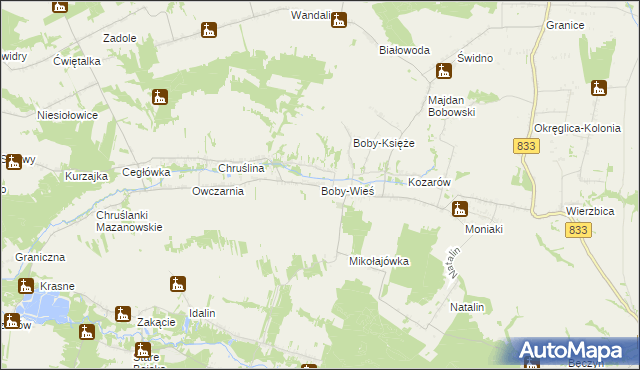 mapa Boby-Wieś, Boby-Wieś na mapie Targeo