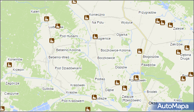 mapa Boczkowice gmina Włoszczowa, Boczkowice gmina Włoszczowa na mapie Targeo