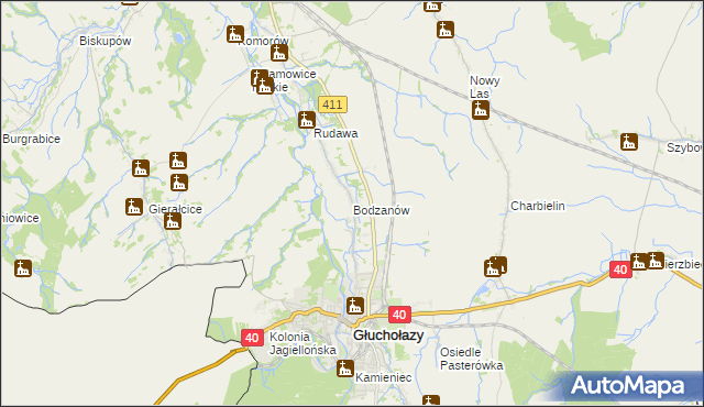 mapa Bodzanów gmina Głuchołazy, Bodzanów gmina Głuchołazy na mapie Targeo
