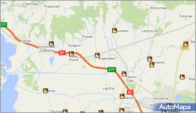 mapa Bogaczewo gmina Elbląg, Bogaczewo gmina Elbląg na mapie Targeo