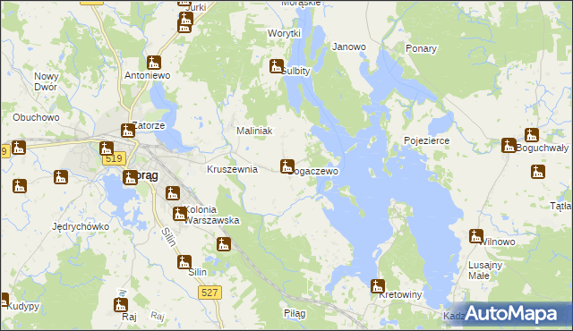 mapa Bogaczewo gmina Morąg, Bogaczewo gmina Morąg na mapie Targeo