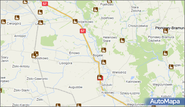 mapa Bogate, Bogate na mapie Targeo