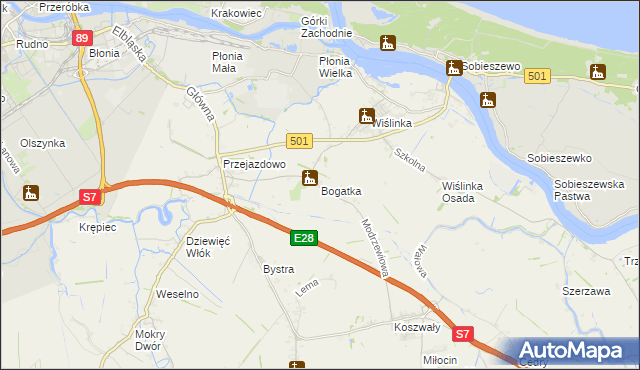 mapa Bogatka, Bogatka na mapie Targeo