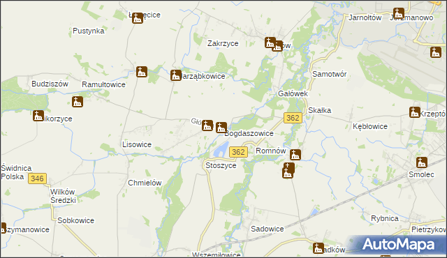 mapa Bogdaszowice, Bogdaszowice na mapie Targeo