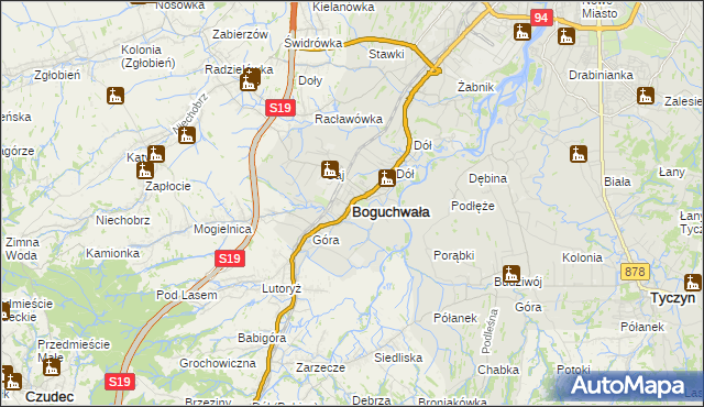 mapa Boguchwała powiat rzeszowski, Boguchwała powiat rzeszowski na mapie Targeo