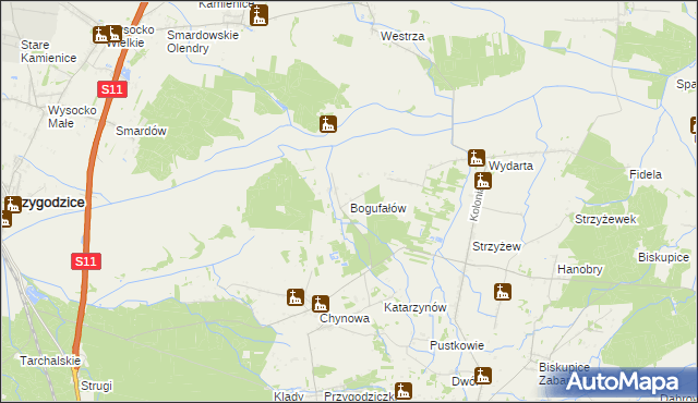mapa Bogufałów, Bogufałów na mapie Targeo