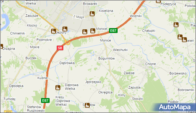 mapa Bogumiłów gmina Sieradz, Bogumiłów gmina Sieradz na mapie Targeo