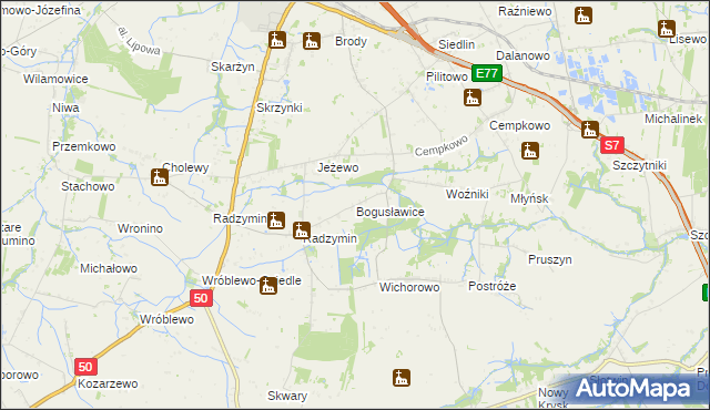 mapa Bogusławice gmina Płońsk, Bogusławice gmina Płońsk na mapie Targeo