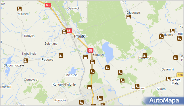 mapa Bogusze gmina Prostki, Bogusze gmina Prostki na mapie Targeo