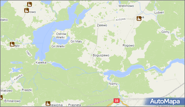 mapa Boguszewo gmina Miłomłyn, Boguszewo gmina Miłomłyn na mapie Targeo