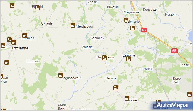 mapa Boguszewo gmina Mońki, Boguszewo gmina Mońki na mapie Targeo