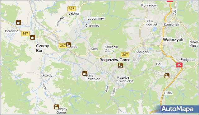 mapa Boguszów-Gorce, Boguszów-Gorce na mapie Targeo