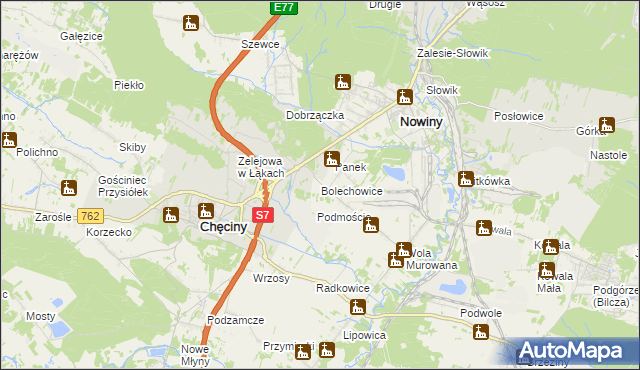 mapa Bolechowice gmina Sitkówka-Nowiny, Bolechowice gmina Sitkówka-Nowiny na mapie Targeo