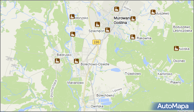 mapa Bolechowo gmina Czerwonak, Bolechowo gmina Czerwonak na mapie Targeo