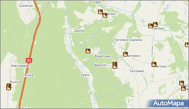 mapa Bolechowo gmina Goleniów, Bolechowo gmina Goleniów na mapie Targeo