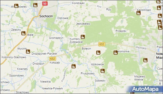 mapa Bolęcin gmina Sochocin, Bolęcin gmina Sochocin na mapie Targeo