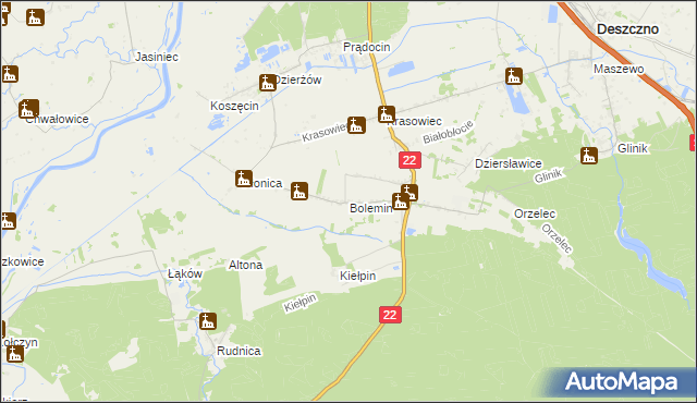 mapa Bolemin, Bolemin na mapie Targeo