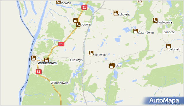 mapa Bolkowice gmina Widuchowa, Bolkowice gmina Widuchowa na mapie Targeo