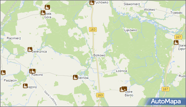 mapa Bolkowo gmina Połczyn-Zdrój, Bolkowo gmina Połczyn-Zdrój na mapie Targeo