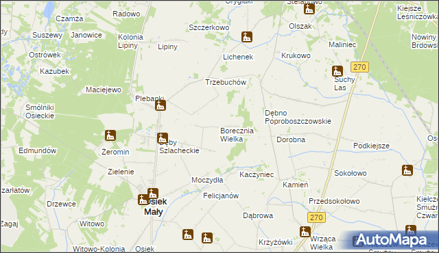 mapa Borecznia Wielka, Borecznia Wielka na mapie Targeo