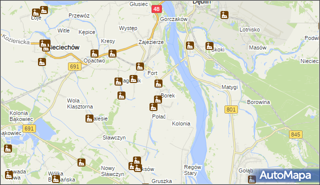 mapa Borek gmina Gniewoszów, Borek gmina Gniewoszów na mapie Targeo