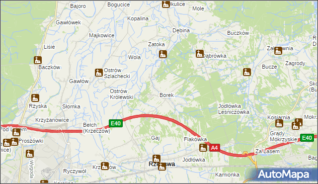 mapa Borek gmina Rzezawa, Borek gmina Rzezawa na mapie Targeo