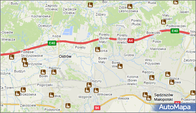 mapa Borek Mały, Borek Mały na mapie Targeo