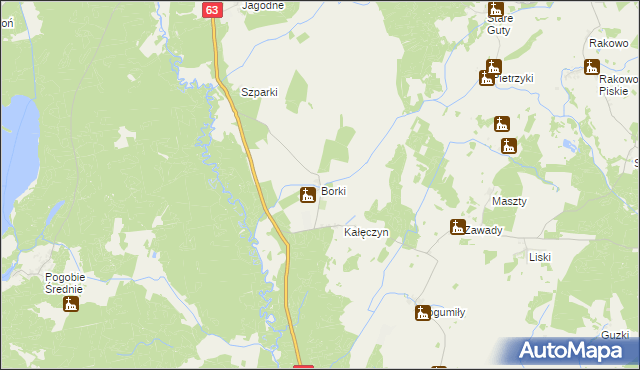 mapa Borki gmina Pisz, Borki gmina Pisz na mapie Targeo