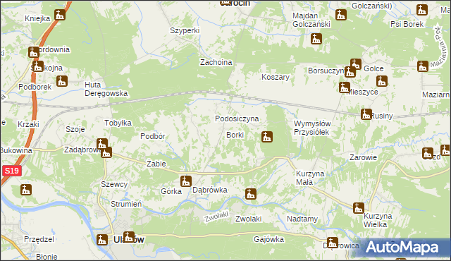mapa Borki gmina Ulanów, Borki gmina Ulanów na mapie Targeo