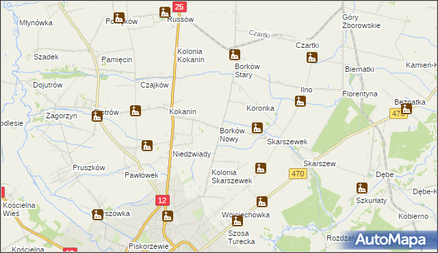 mapa Borków Nowy, Borków Nowy na mapie Targeo