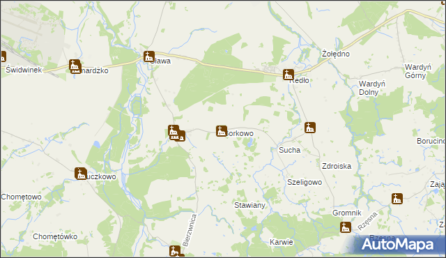 mapa Borkowo gmina Połczyn-Zdrój, Borkowo gmina Połczyn-Zdrój na mapie Targeo